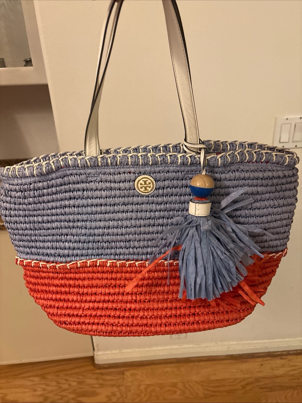 Tory Burch Colorblock Raffia Tote bag